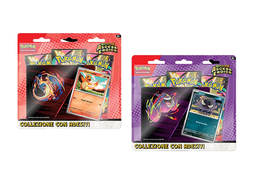 Collezione Charmander e Glasty con Adesivi Ascesa Eroica